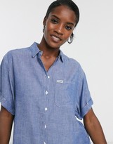 Thumbnail for your product : Wrangler relaxed chambray denim shirt in midwash blue