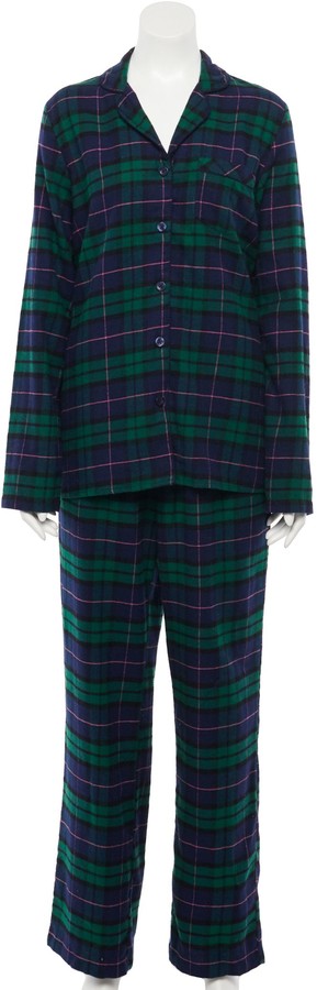 women's green plaid pajama pants