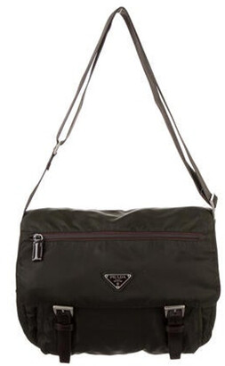 Prada leather trimmed messenger bag Clearance