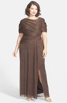 Thumbnail for your product : Alex Evenings Glitter Mesh Short Sleeve Gown (Plus Size)