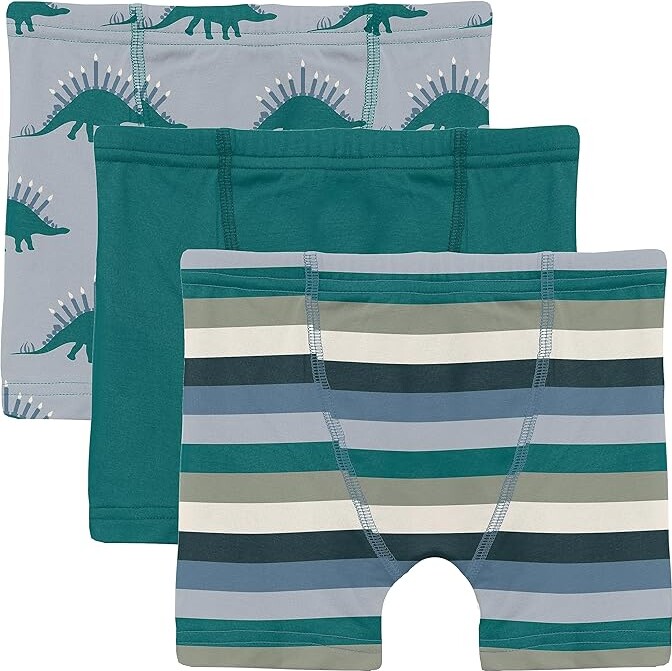 Kickee Pants Kids Print Boxer Briefs Set 3Pack (Big Kids) (Pearl Blue