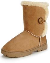Thumbnail for your product : Shoebox Shoe Box Aleeza Cleat Sole Faux Suede Button Detail Cosy Boots