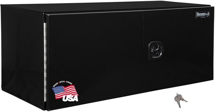 Buyers Products 18 in. x 18 in. x 48 in. Black Smooth Aluminum Underbody Truck Tool Box with Barn Door