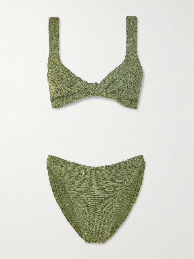 Hunza G Juno Metallic Seersucker Bikini - Green