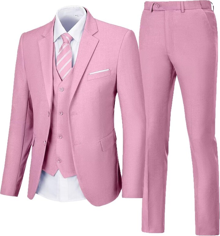 Aowdoy Men's Suits Piece Slim Fit Tuxedo Wedding Groomsman Suit
