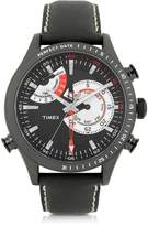Thumbnail for your product : Timex Chrono Timer Black Stainless Steel Case and Leather Strap Men's Watch