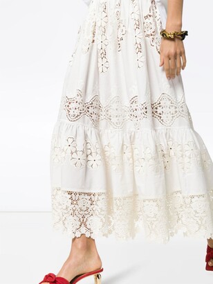 Dolce & Gabbana Tiered Lace Detail High Waisted Midi Skirt