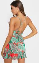 Thumbnail for your product : PrettyLittleThing White Polka Dot Frill Lace Up Back Bodycon Dress