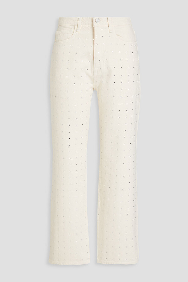 Frame Le Jane cropped embellished high-rise straight-leg jeans