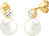 Thumbnail for your product : Elli Earrings Basic Freshwater Cultured Pearl Zirconia 925 Sterling Silver