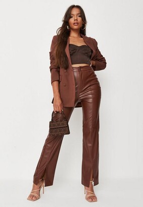 missguided brown leather pants