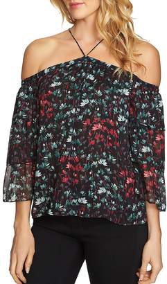 1 STATE Metallic Floral Print Off-the-Shoulder Top
