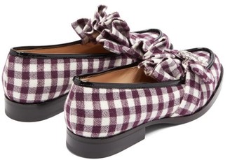 Midnight 00 Antoinette Checked Crystal-embellished Loafers - Burgundy White