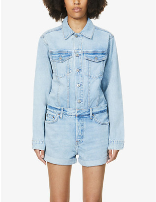 denim playsuit long sleeve
