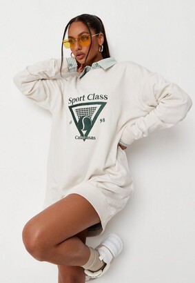 Missguided Cream Sport Class Oversized Sweater Dress - ShopStyle