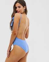 Thumbnail for your product : Lost Ink cowel neck scoop back swimsuit-Blue