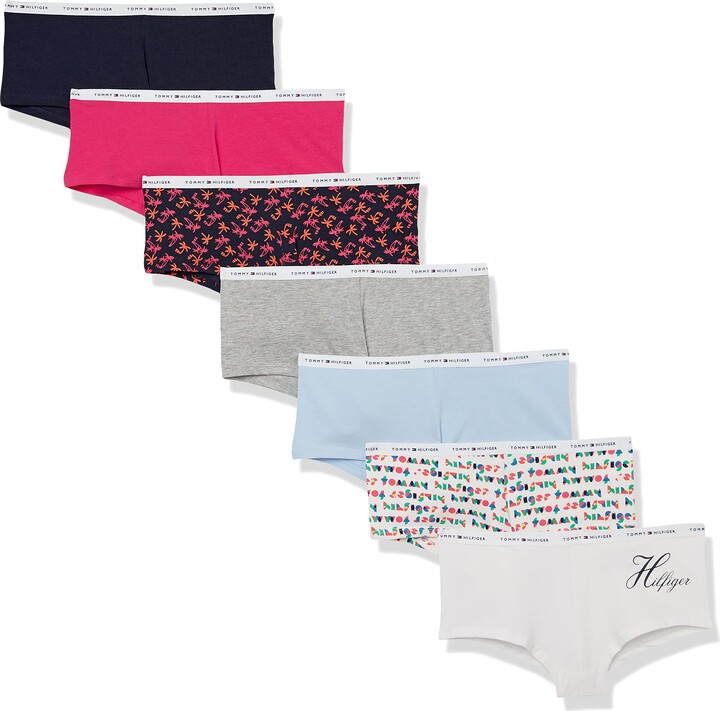 Tommy Hilfiger womens Underwear Classic Cotton Logoband Boyshort Panties 7  Pack Boy Short Panties - ShopStyle