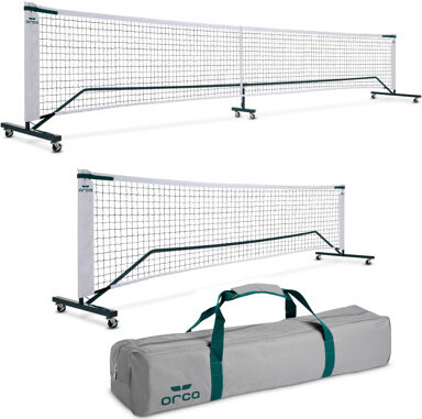 Orca 2-in-1 Pickleball Net 22-ft Full Court and 11-ft Half Court Net Set with Locking Wheels