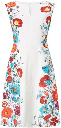 Adrianna Papell Petite Floral trimmed fit and flare dress