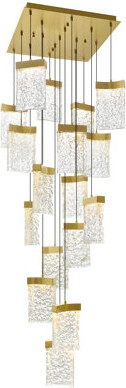 CWI Lighting Integrated LED 24" Modern Chandelier with Handmade Textured Glass for Dining Room Foyer Bedroom Living Room