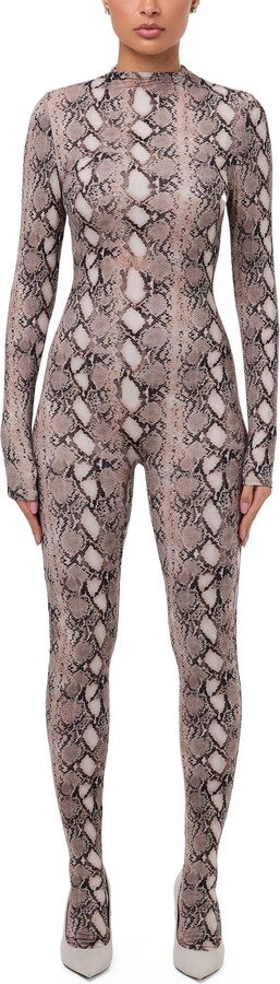 Naked Wardrobe Animal Print Closed Toe Jumpsuit