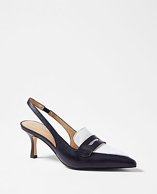 Ann Taylor Penny Loafer Leather Slingback Pumps