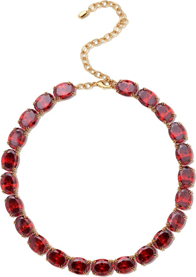 Retro Chic Cherry Glow Necklace - Red gold