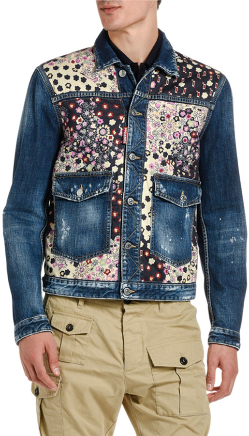 floral jean jacket mens