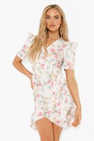 Thumbnail for your product : boohoo Floral Wrap Ruffle Tea Dress
