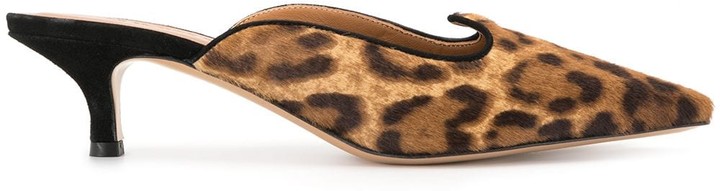 leopard kitten heel mule