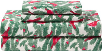 Hallmark Birdie Multi Brushed Cotton Flannel Bed Sheet Set, Full