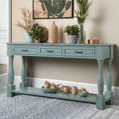 Alcott Hill 63-inch Extra-thick Wooden Console Table 3 Drawers + 1 Base, Suitable For The Corridor, Easy To Assemble, Can Be Used As A Sofa Table