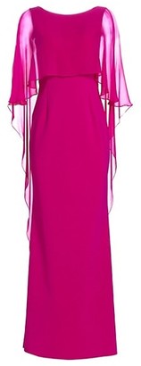 Teri Jon by Rickie Freeman Scuba Gown Chiffon Overlay Dress