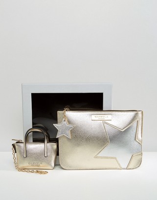 Carvela Metallic Star Pouch And Mini Bag Keychain In Gift Box