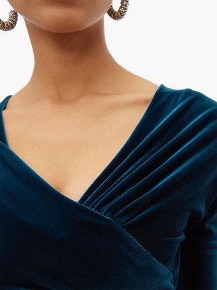 Alexandre Vauthier Wrap-effect Velvet Mini Dress - Blue