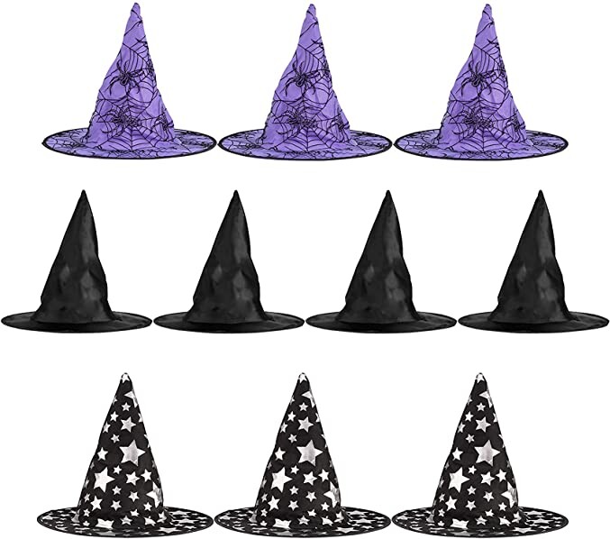 Big Mo’s Toys Halloween Witch Hats Costumes For Kids – Varied Designs 10 Pack
