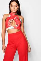 Thumbnail for your product : boohoo Oriental Wrap Front Crop Top