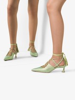 Thumbnail for your product : Liudmila Bellatrix 40mm tassel-trimmed snake-effect leather pumps