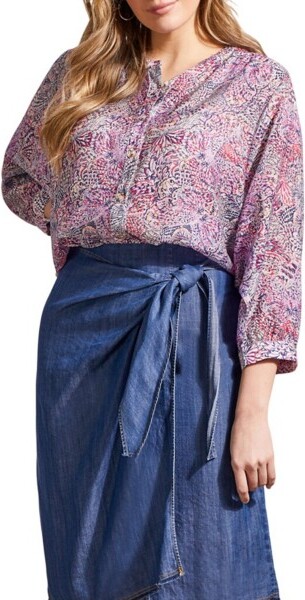 Women's Tribal Flowy Dolman 3/4 Sleeve Blouse Small Orchid Rose