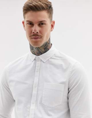 ASOS Design Casual Slim Oxford Shirt In White