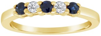 14K Gold 5-Stone 1/7-ct-tw Diamond & Sapphire Band Ring