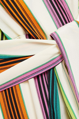 Diane von Furstenberg Mireille Crossover Striped Silk Crepe De Chine Midi Dress