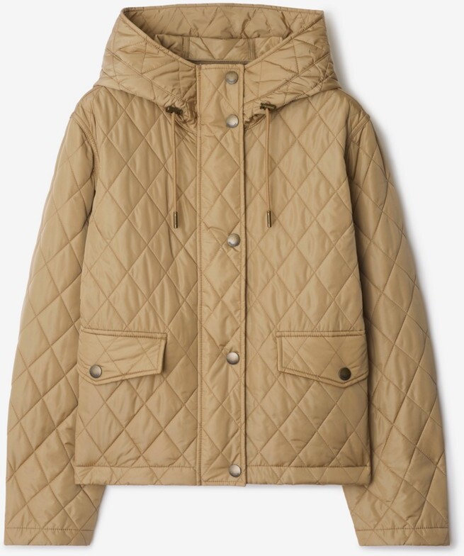 Burberry Cropped Quilted Nylon Hooded Jacket Size: XS
