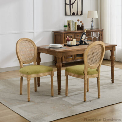 Ophelia & Co. French Style Linen Fabric Solid Wood Frame Dining Chair,Set of 2