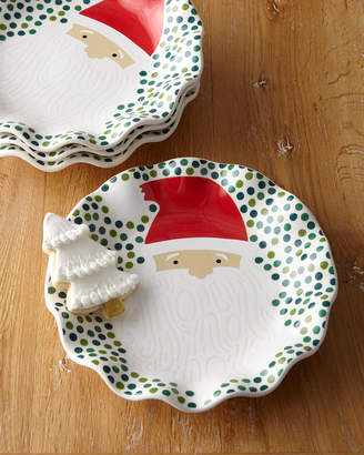 Coton Colors Ho Ho Santa Ruffle Christmas Plates, Set of 4