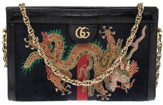 Gucci Black Suede and Leather Ophidia Dragon Bag - ShopStyle