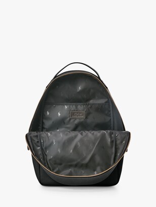 Ralph Lauren Polo Leather Trim Canvas Backpack, Black