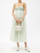 Thumbnail for your product : Cecilie Bahnsen Heather Smocked-bustier Cotton-blend Poplin Dress - Mint