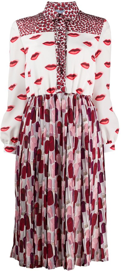 Prada Lips And Lipstick Printed Dress - ShopStyle
