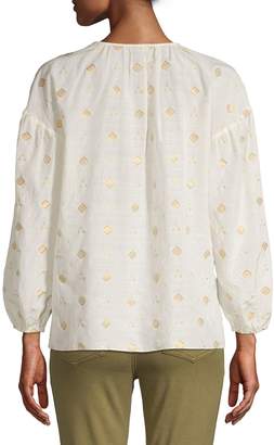 Joie Embroidered Pleated Blouse